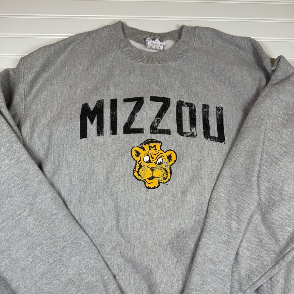 Mizzou Tigers Champion Reverse Weave Sweatshirt Men's XL Gray GUC Retro Logo - Picture 6 of 6